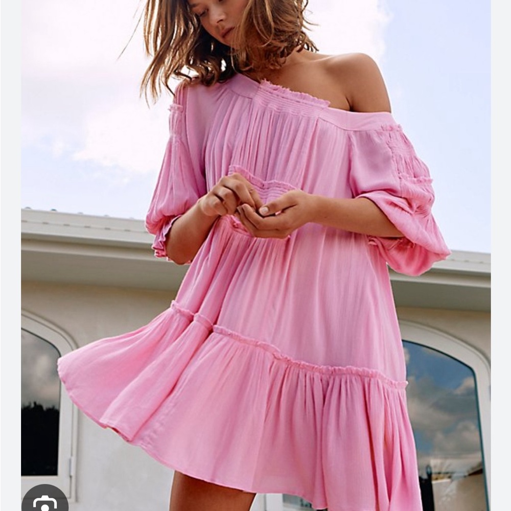 Free People Pink Off-Shoulder Mini Dress - Picture 1 of 2